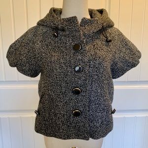 Wool Blend Button Down Large Hooded Vest Coat